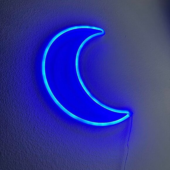 NEW LED Blue Moon Neon Light, Cute Neon Moon Sign, - Picture 3 of 10